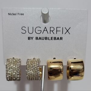 Baublebar Sugarfix Crystal Gold Tone Hoop Wide Set Of 2 Pairs Of Earrings